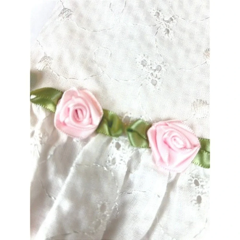 Vintage Bonnie Baby Dress White Eyelet Rosette Infant 24M